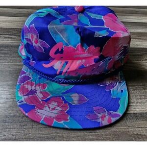 VINTAGE 80S NISSIN ROPE HAT ST THOMAS USVI TROPICAL FLORAL BRIGHT COLORS OSFA